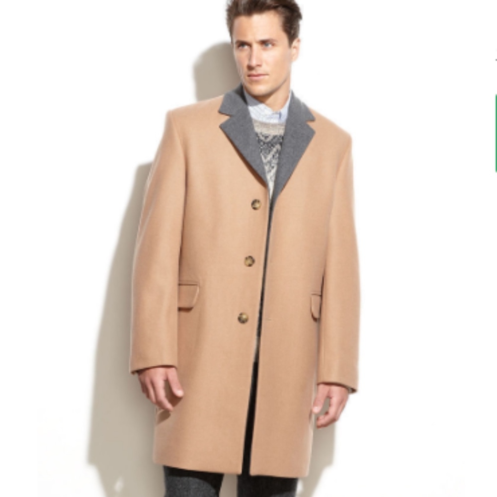 MK Michael Kors Wool-Blend Overcoat w/Contrast Collar